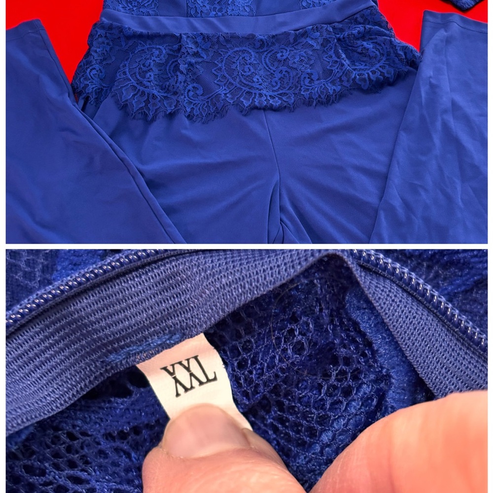 Blue Lace Detail Jumpsuit size XXL - Picture 5 of 15
